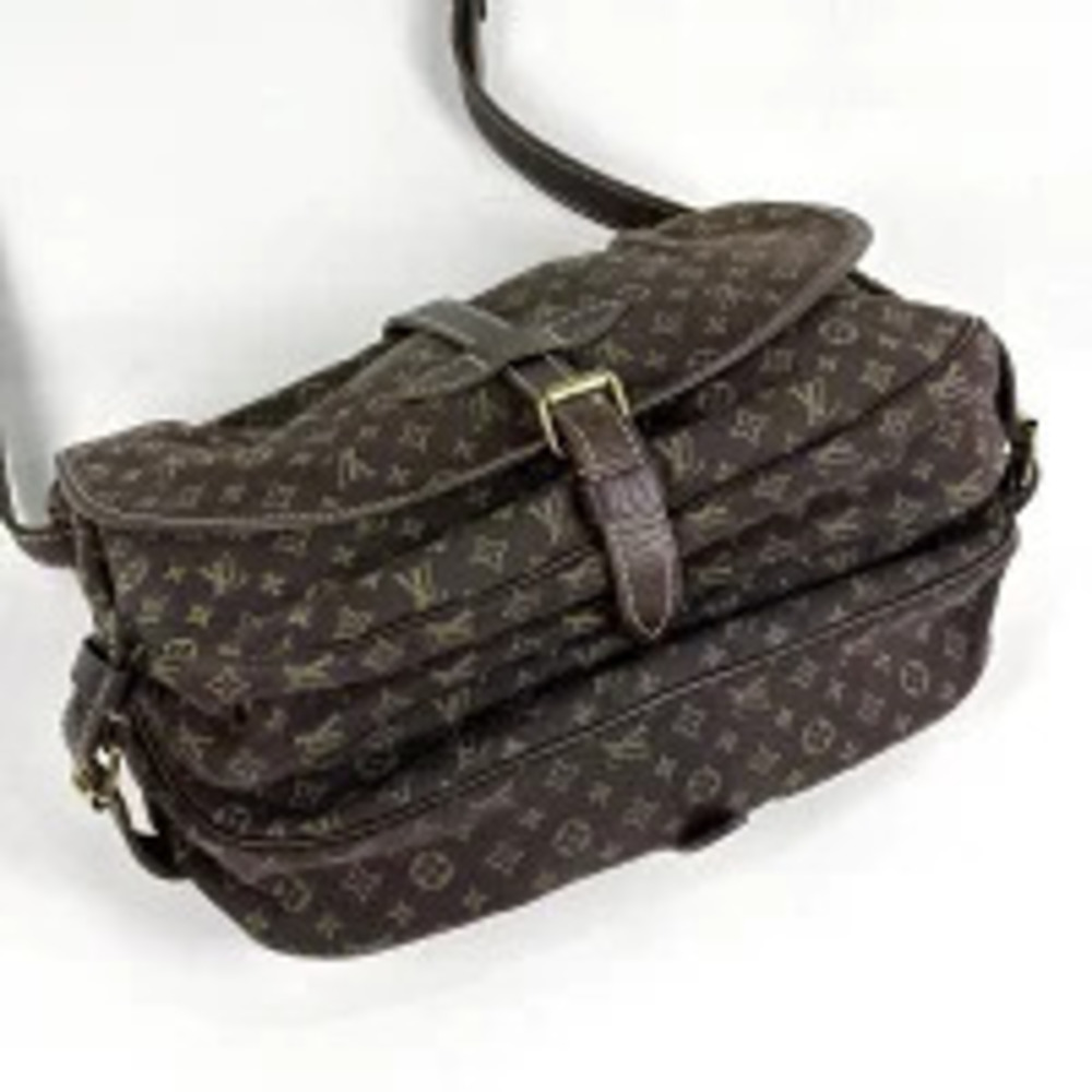Louis Vuitton Saumur Lin Brown Ebene Shoulder Crossbody Monogram Bag